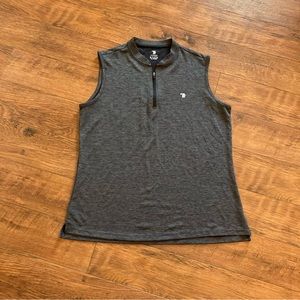 Tbmpoy UPF 50+ Quick Dry Sleeveless Zip Shirt Top Gray Tennis Golf Hiking XL
